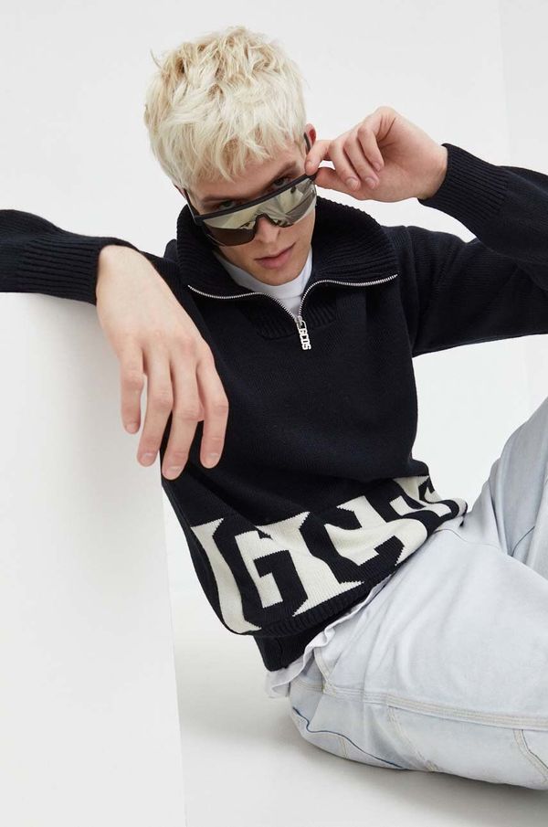 GCDS Vuneni pulover GCDS za muškarce, boja: crna, s dolčevitom