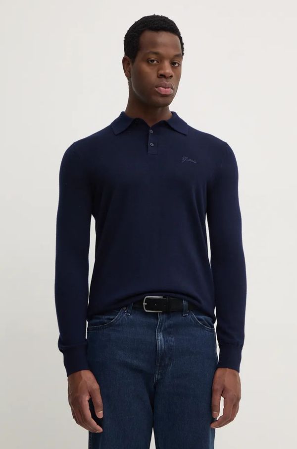 Guess Vuneni pulover Guess za muškarce, boja: tamno plava, lagani, M4BR54.Z3ID0