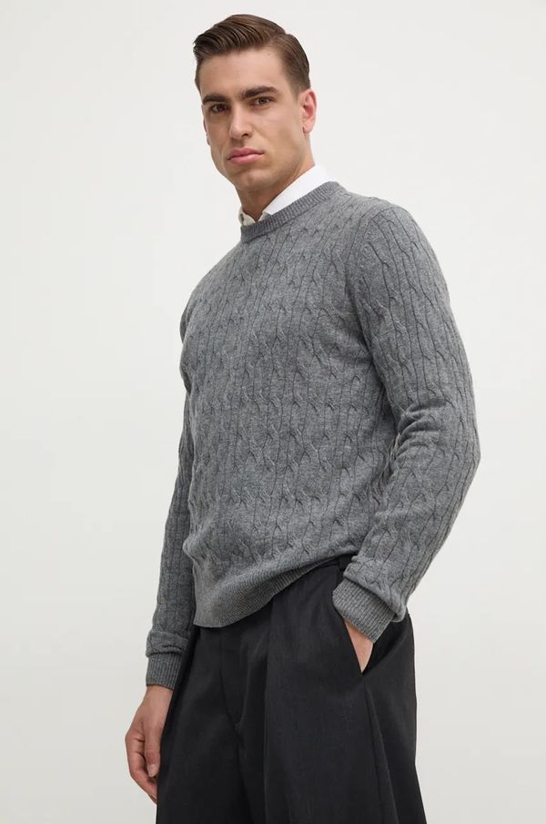 Hackett London Vuneni pulover Hackett London za muškarce, boja: siva, HM703241