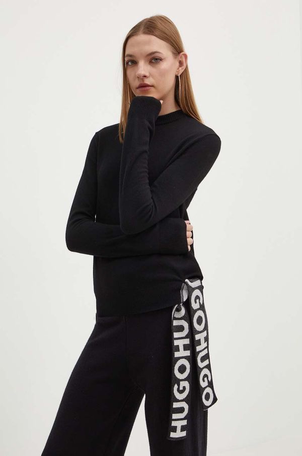 Hugo Vuneni pulover HUGO boja: crna, lagani, 50518313