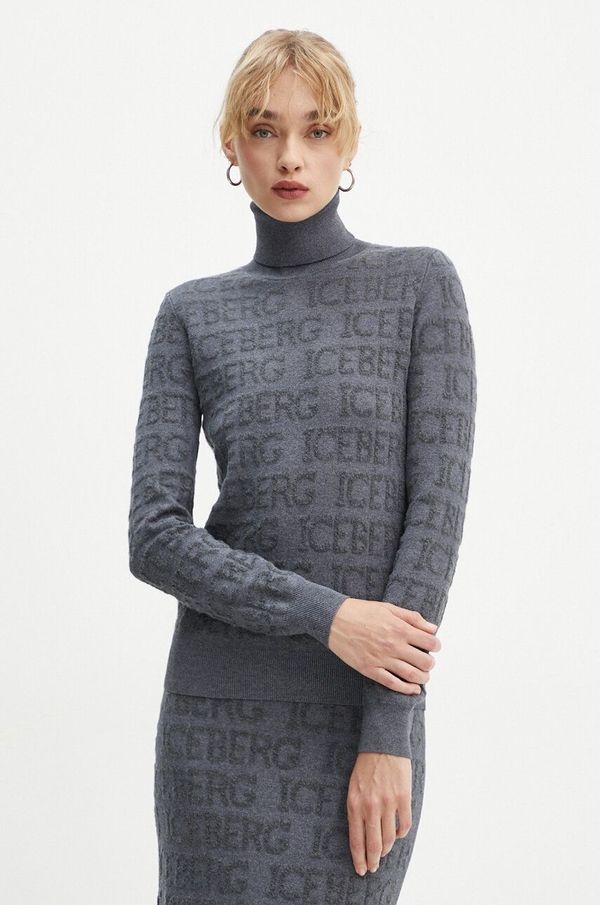 Iceberg Vuneni pulover Iceberg za žene, boja: siva, s dolčevitom, A003 9030