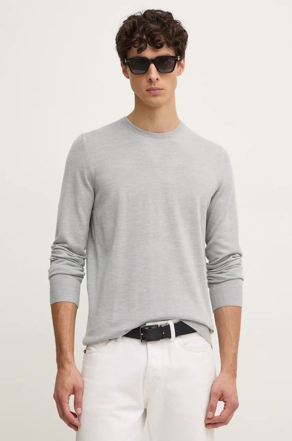 Joop! Vuneni pulover Joop! za muškarce, boja: siva, lagani