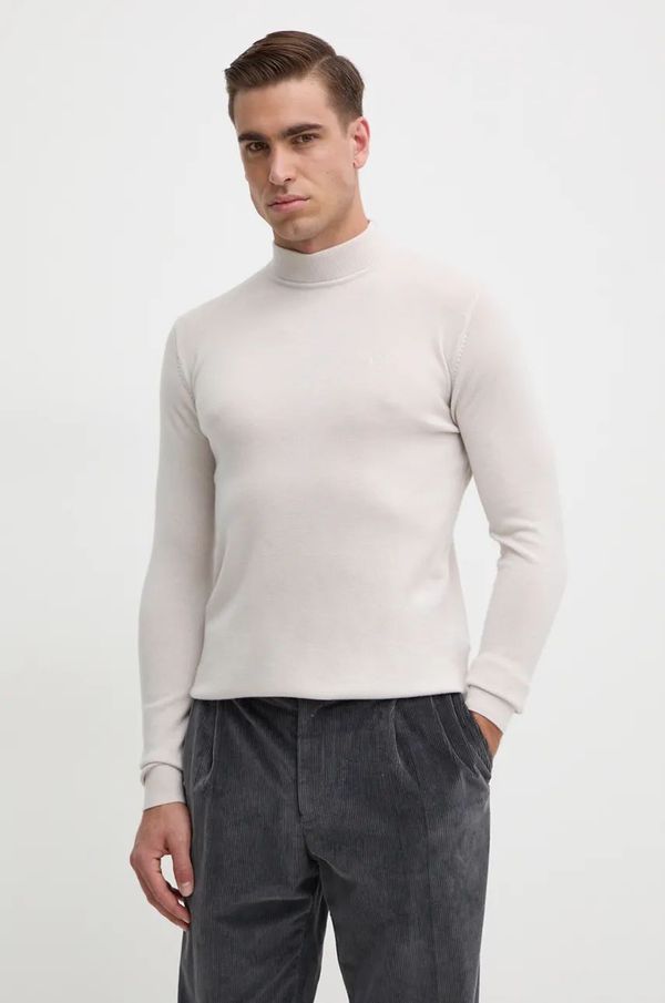 Karl Lagerfeld Vuneni pulover Karl Lagerfeld za muškarce, boja: bež, lagani, s poludolčevitom, 544399.655002