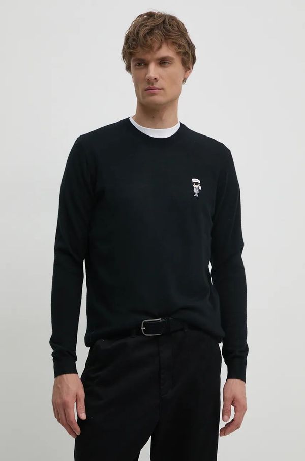 Karl Lagerfeld Vuneni pulover Karl Lagerfeld za muškarce, boja: crna, lagani, 544399.655013