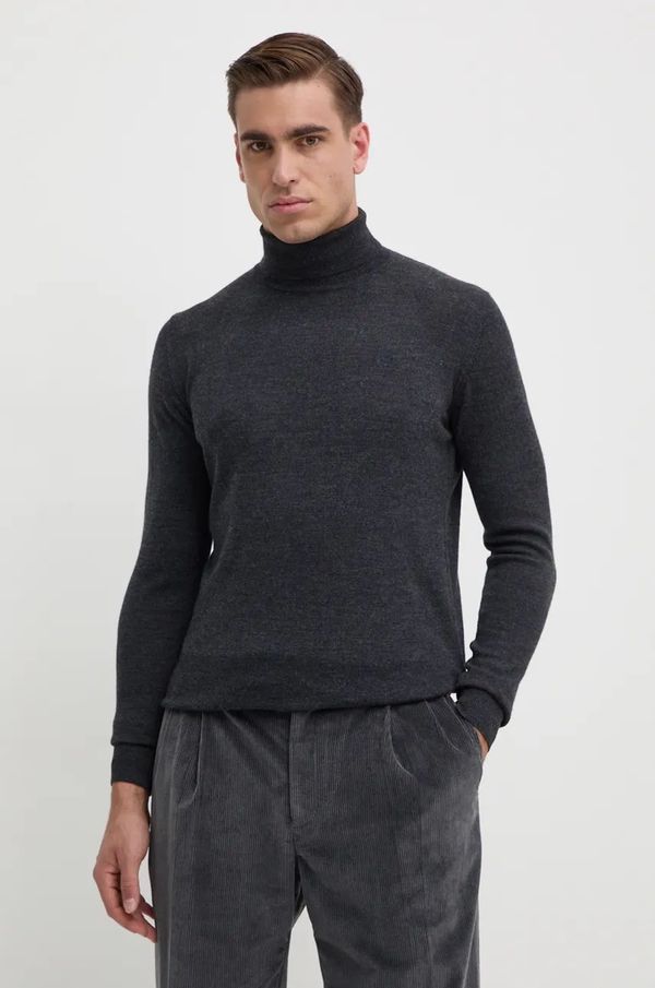 Karl Lagerfeld Vuneni pulover Karl Lagerfeld za muškarce, boja: siva, lagani, s dolčevitom, 544399.655058