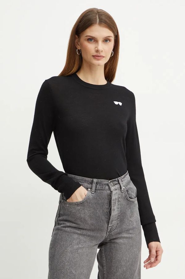 Karl Lagerfeld Vuneni pulover Karl Lagerfeld za žene, boja: crna, lagani, 246W2011