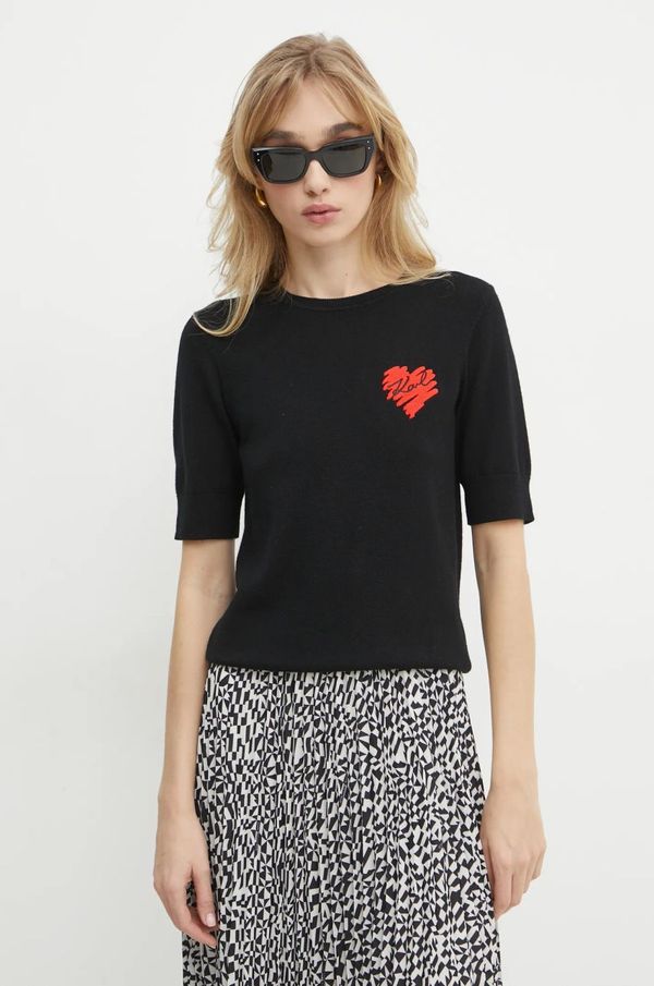 Karl Lagerfeld Vuneni pulover Karl Lagerfeld za žene, boja: crna, lagani, A1W18036