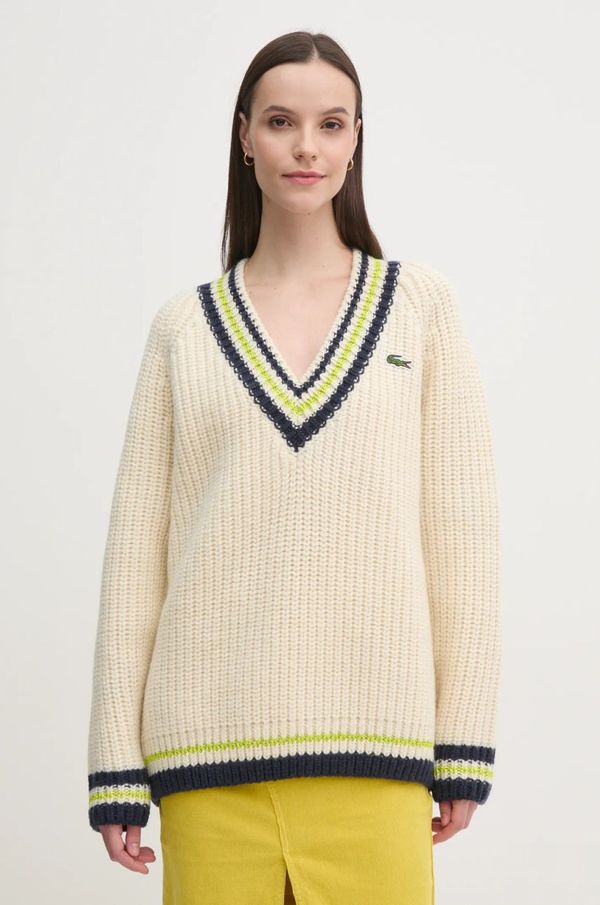Lacoste Vuneni pulover Lacoste za žene, boja: bež, topli, AF2563