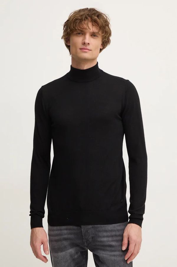 Liu Jo Vuneni pulover Liu Jo za muškarce, boja: crna, lagani, s poludolčevitom, QF4004 MA27P