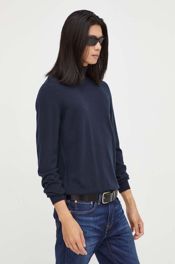 Marc O'Polo Vuneni pulover Marc O'Polo za muškarce, boja: tamno plava, lagani, s dolčevitom