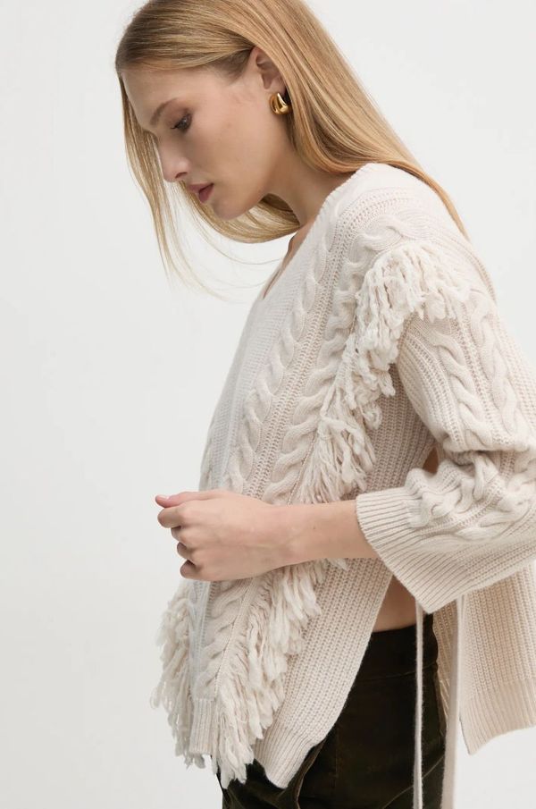 Marella Vuneni pulover Marella za žene, boja: bež, topli, 2423366035200