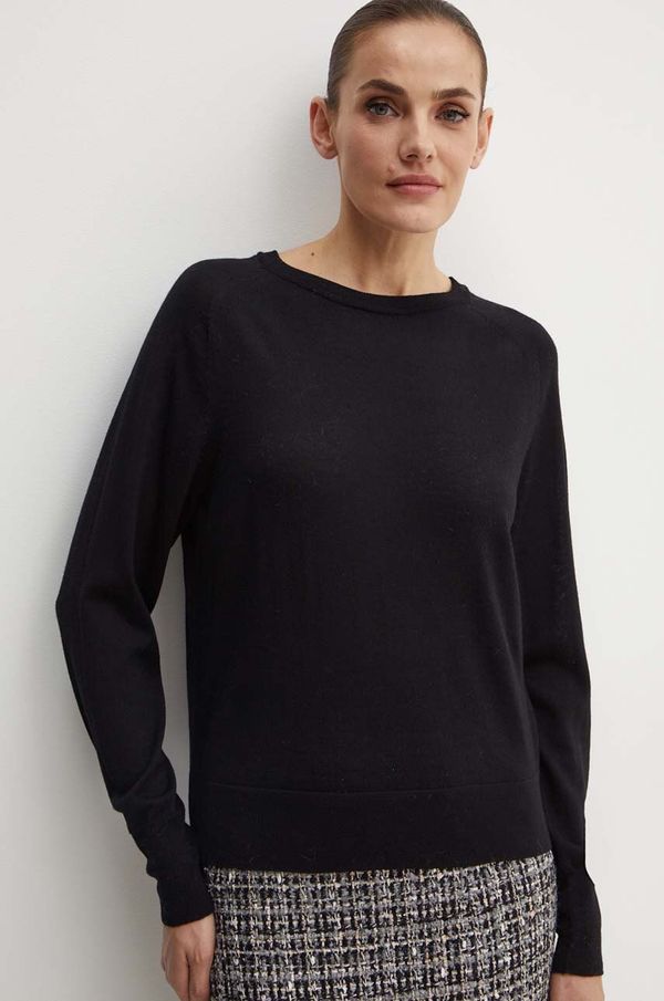 Max Mara Leisure Vuneni pulover Max Mara Leisure za žene, boja: crna, lagani, 2426366088600