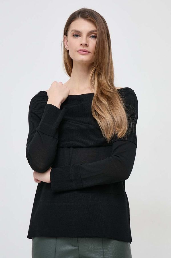 Max Mara Leisure Vuneni pulover Max Mara Leisure za žene, boja: crna, lagani