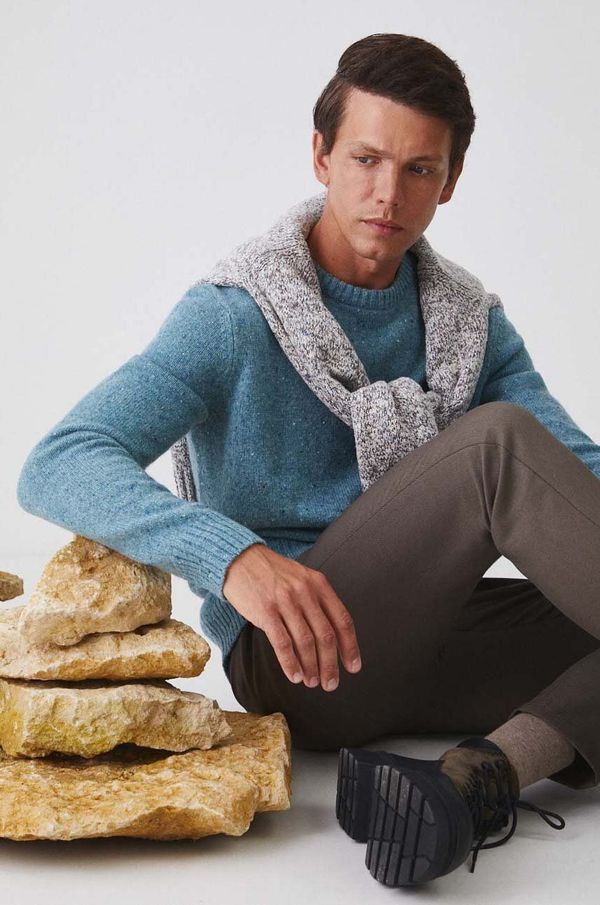 Medicine Vuneni pulover Medicine za muškarce, boja: tirkizna