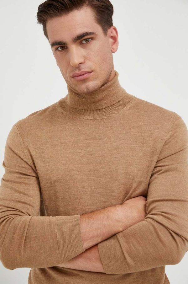 Michael Kors Vuneni pulover Michael Kors za muškarce, boja: bež, lagani, s dolčevitom