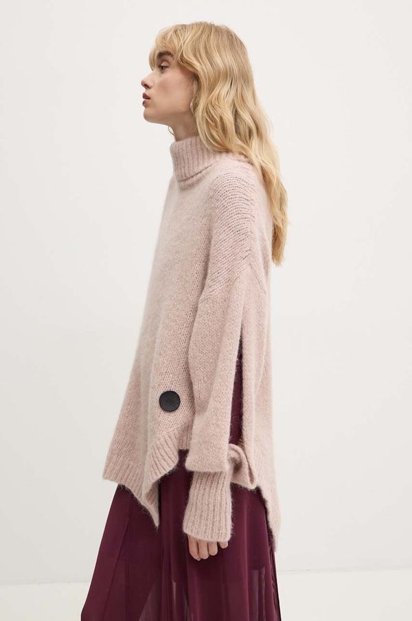 MMC STUDIO Vuneni pulover MMC STUDIO PL BITENEO za žene, boja: bež, lagani, s dolčevitom, BITENEO