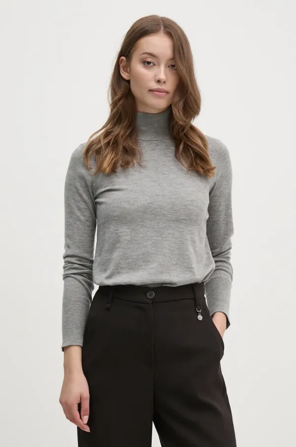 Mos Mosh Vuneni pulover Mos Mosh za žene, boja: siva, lagani, s dolčevitom