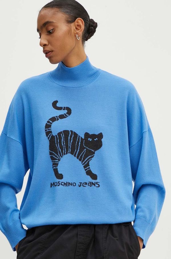 Moschino Jeans Vuneni pulover Moschino Jeans za žene, lagani, s poludolčevitom, 0912.8203