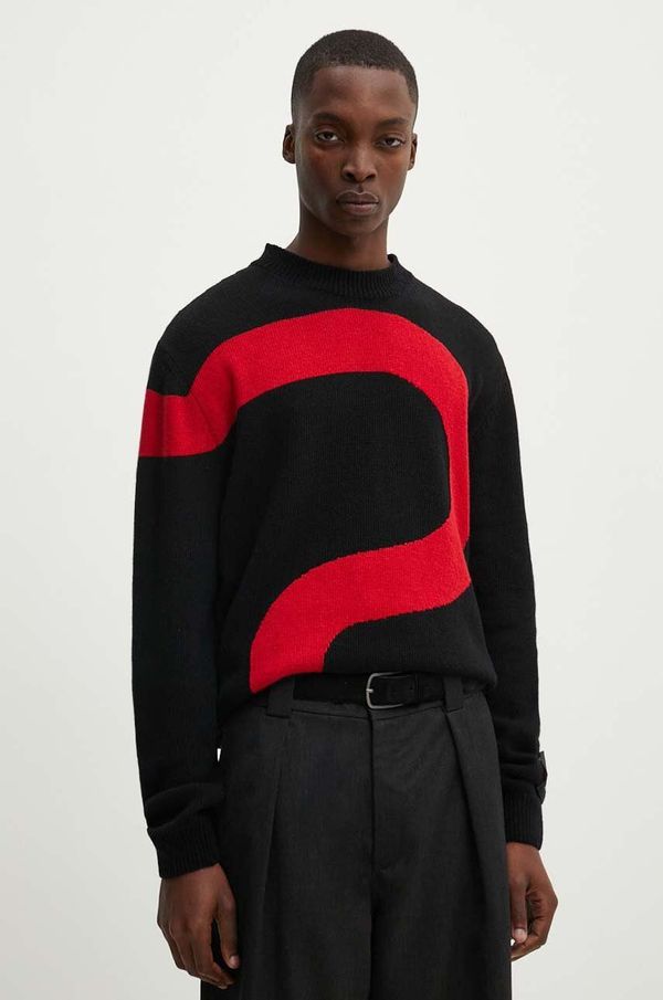 MSGM Vuneni pulover MSGM za muškarce, boja: crna, 3740MM218.247593