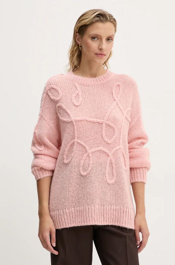 MUNTHE Vuneni pulover MUNTHE TAHLIS za žene, boja: ružičasta, lagani, 243160124370