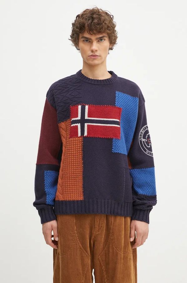Napapijri Vuneni pulover Napapijri Patchwork za muškarce, topli, NP0A4IK8MP11