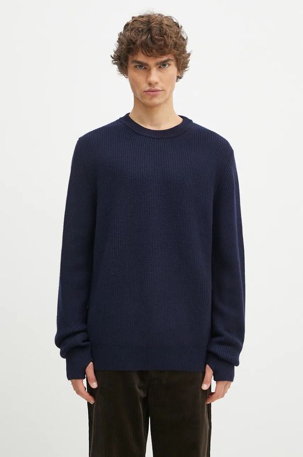 Norse Projects Vuneni pulover Norse Projects Henning Merino Crew za muškarce, boja: tamno plava, N45.0561.7004
