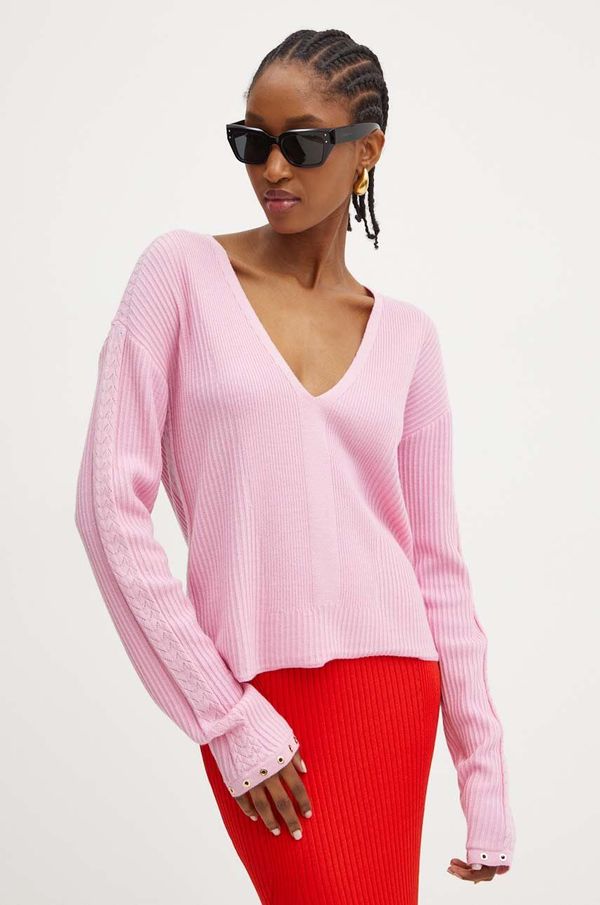 Patrizia Pepe Vuneni pulover Patrizia Pepe za žene, boja: ružičasta, lagani, 8K0210 KM36