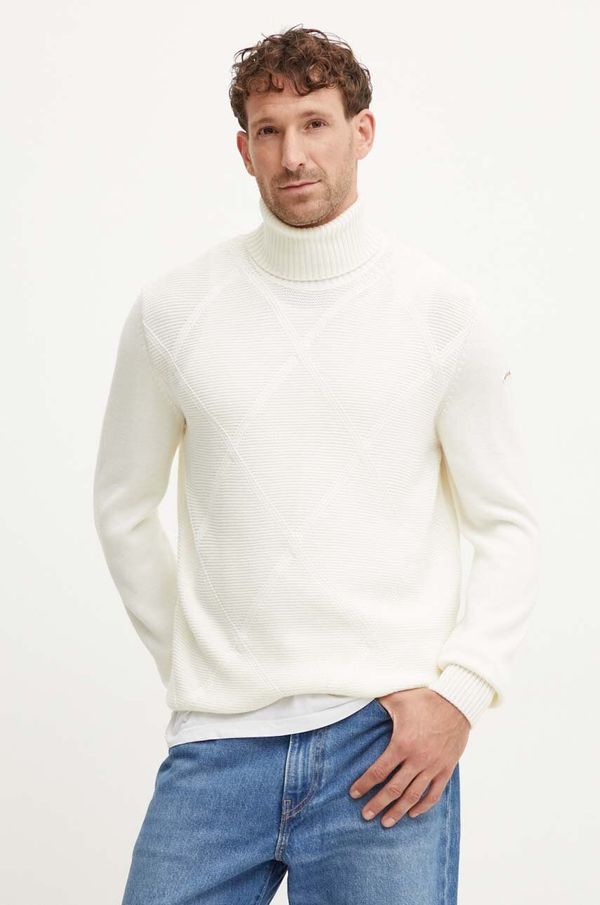 Paul&Shark Vuneni pulover Paul&Shark za muškarce, boja: bež, s dolčevitom, 14311078