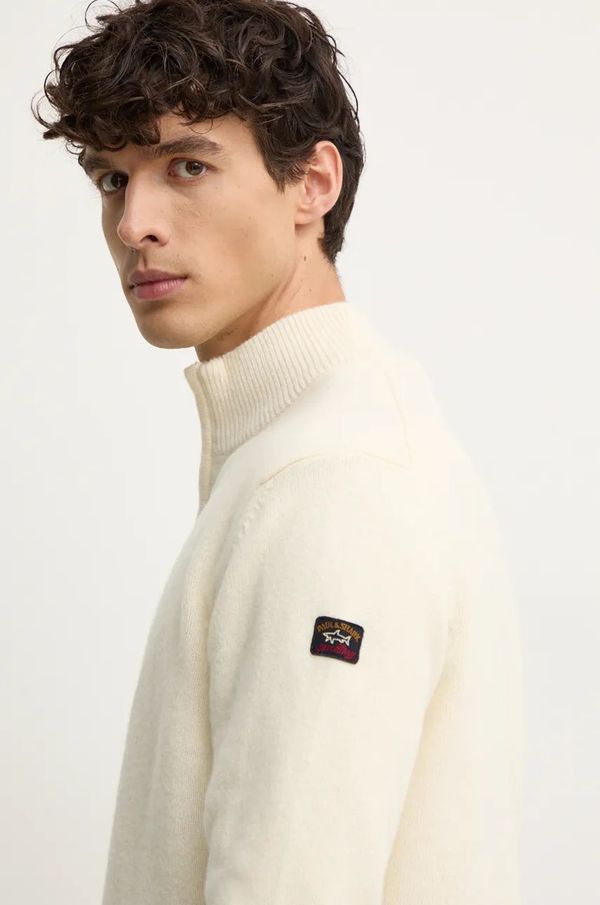 Paul&Shark Vuneni pulover Paul&Shark za muškarce, boja: bež, s poludolčevitom, 11311137