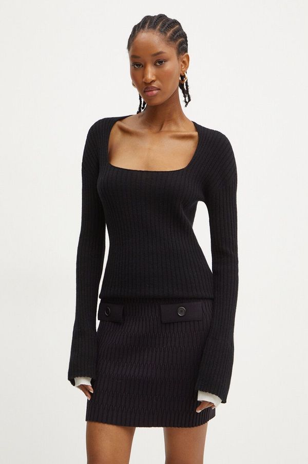 Pinko Vuneni pulover Pinko za žene, boja: crna, lagani, 104343 A278