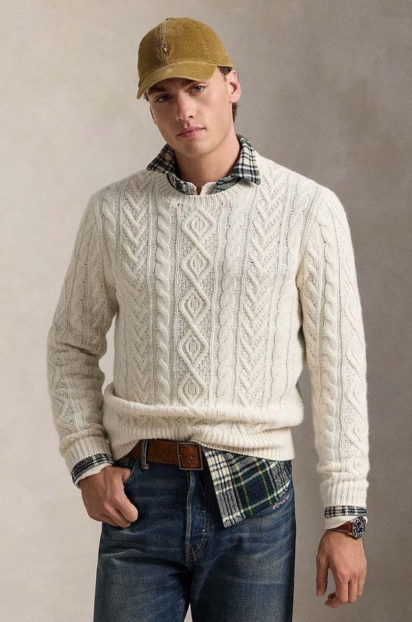 Polo Ralph Lauren Vuneni pulover Polo Ralph Lauren za muškarce, boja: bež, 710949800