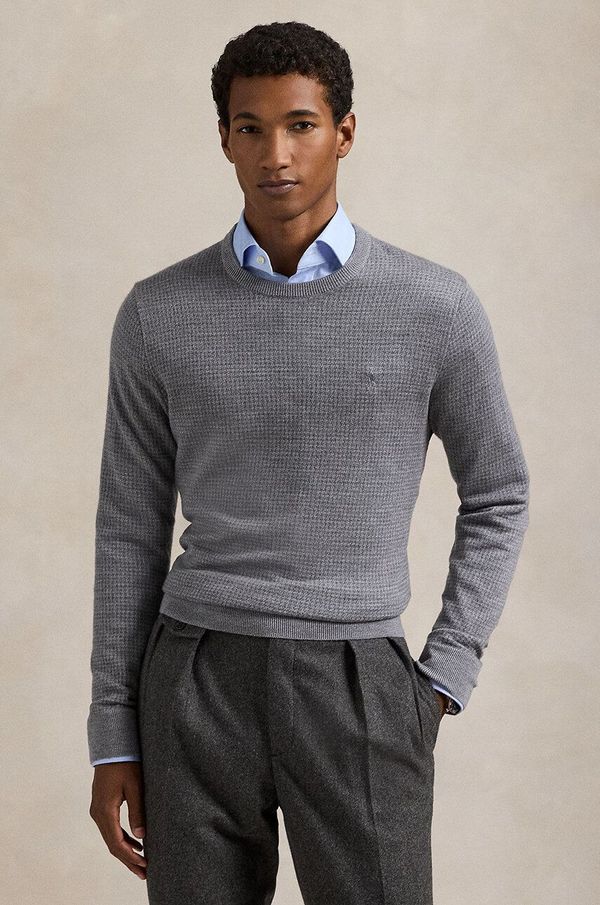 Polo Ralph Lauren Vuneni pulover Polo Ralph Lauren za muškarce, boja: siva, 710949280