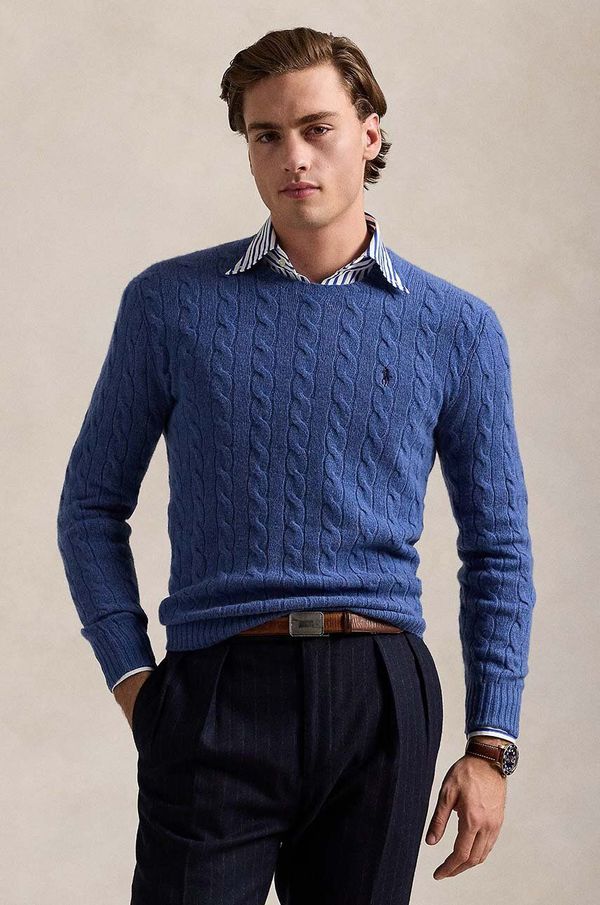 Polo Ralph Lauren Vuneni pulover Polo Ralph Lauren za muškarce, boja: zelena