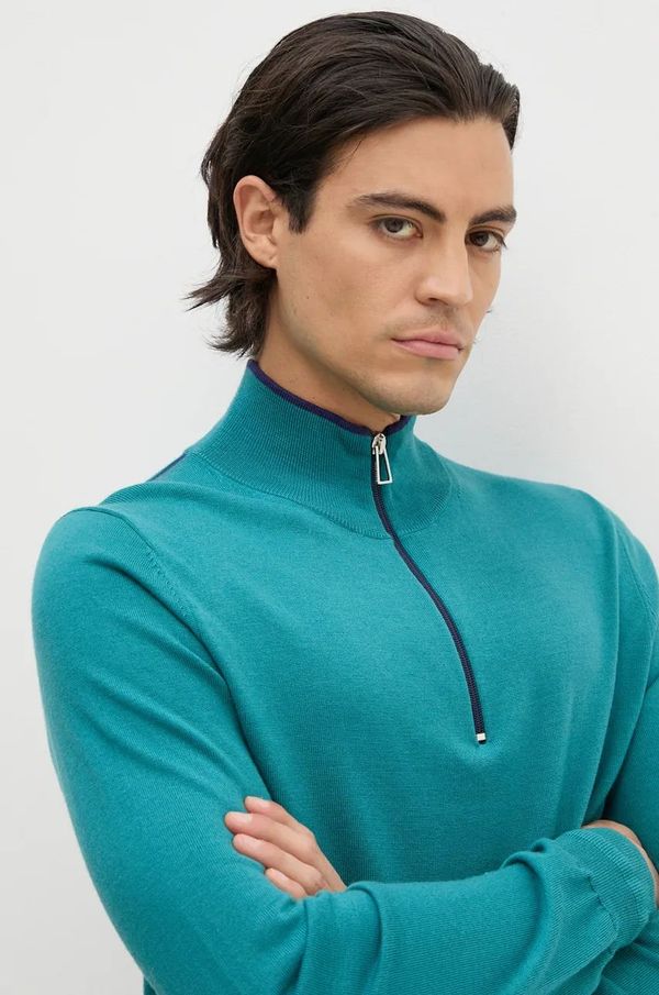 PS Paul Smith Vuneni pulover PS Paul Smith za muškarce, boja: zelena, lagani, s dolčevitom, M2R.203Y.N21861