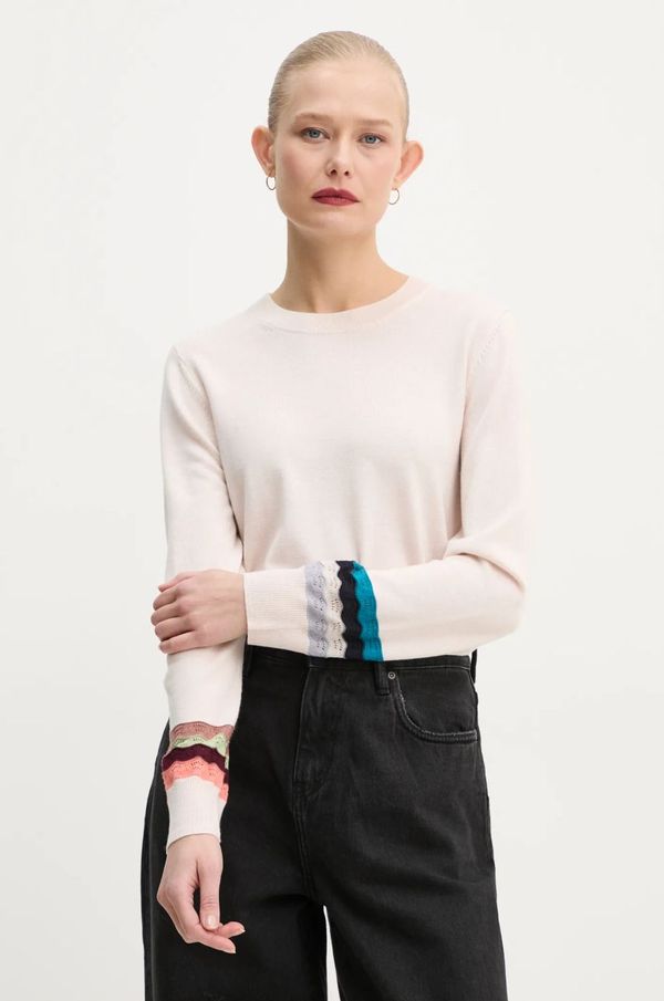 PS Paul Smith Vuneni pulover PS Paul Smith za žene, boja: bež, lagani, W2R.449N.P31263