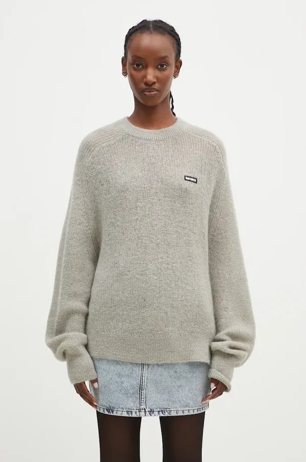 Rotate Vuneni pulover Rotate Light Knit Logo za žene, boja: siva, 1128671125