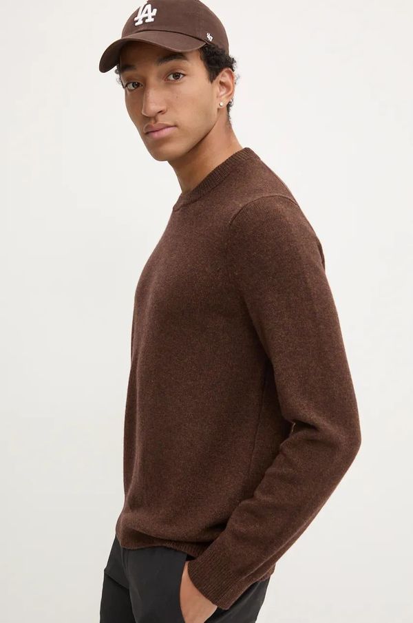 Samsoe Samsoe Vuneni pulover Samsoe Samsoe ISAK za muškarce, boja: smeđa, lagani, M10000009