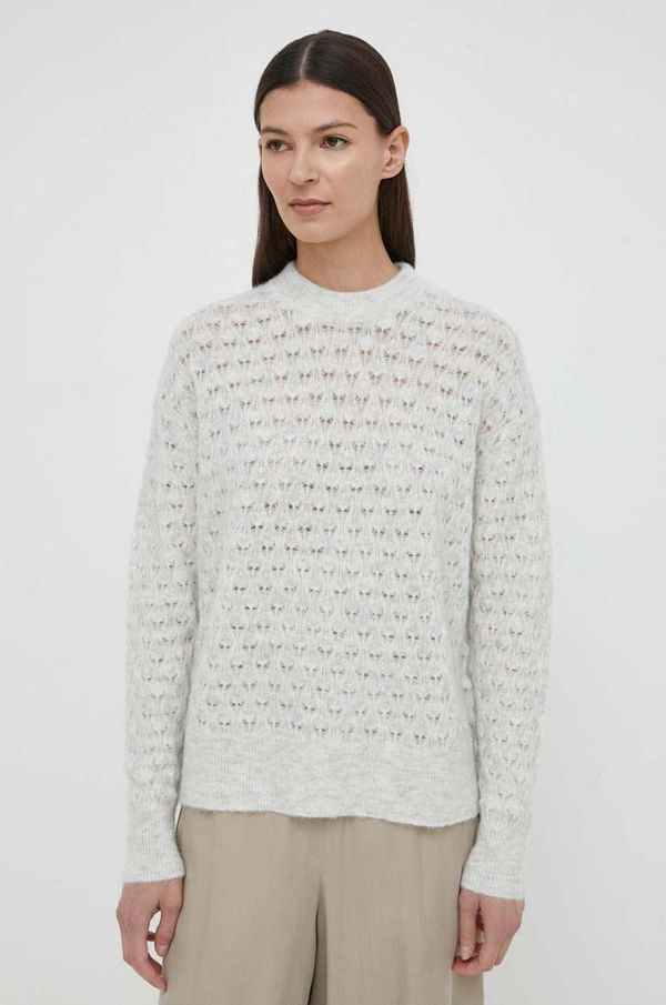 Samsoe Samsoe Vuneni pulover Samsoe Samsoe SAANOUR za žene, boja: siva, lagani, F24100071