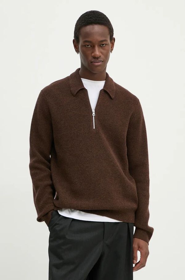 Samsoe Samsoe Vuneni pulover Samsoe Samsoe SAISAKS za muškarce, boja: smeđa, M24300014