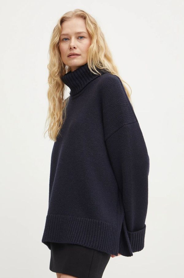Samsoe Samsoe Vuneni pulover Samsoe Samsoe SAKEIKU za žene, boja: tamno plava, topli, s dolčevitom, F24400069