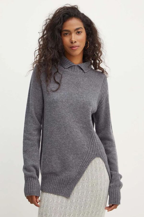 Simona Corsellini Vuneni pulover Simona Corsellini za žene, boja: siva, s poludolčevitom, A24CPMGG04