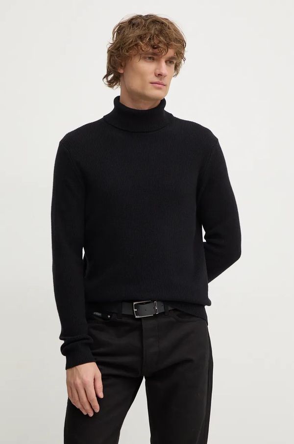 Sisley Vuneni pulover Sisley za muškarce, boja: crna, lagani, s dolčevitom, 1044S2007