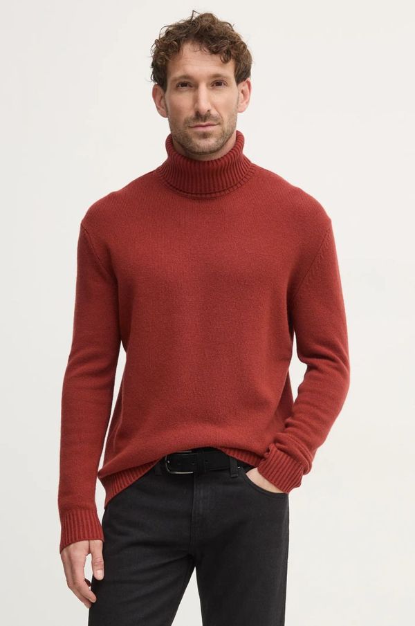 Sisley Vuneni pulover Sisley za muškarce, boja: crvena, s dolčevitom, 1244S200I