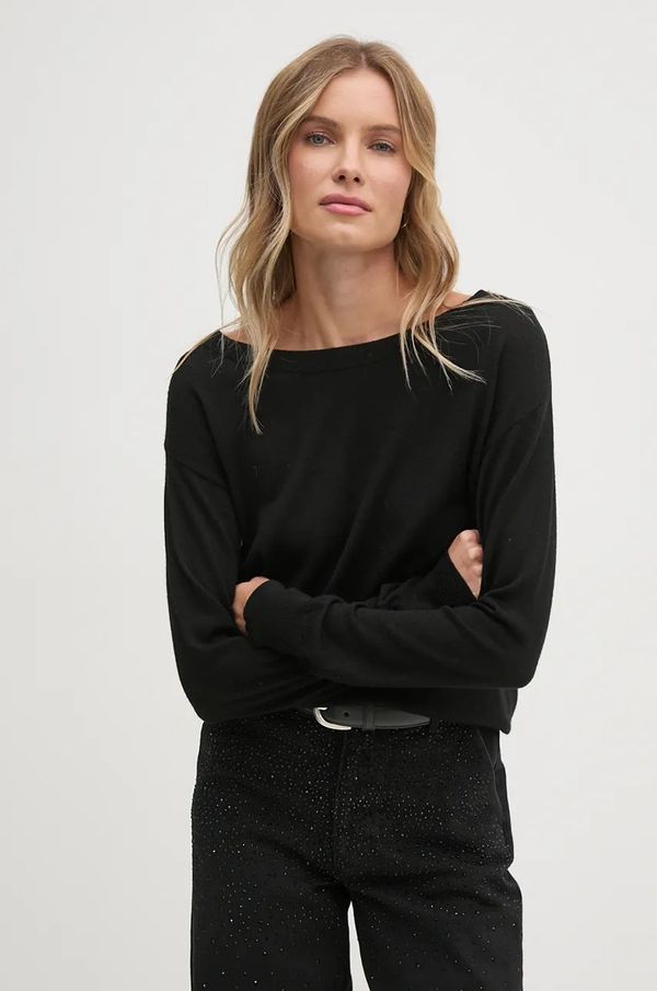 Sisley Vuneni pulover Sisley za žene, boja: crna, lagani, 11BAM1A48