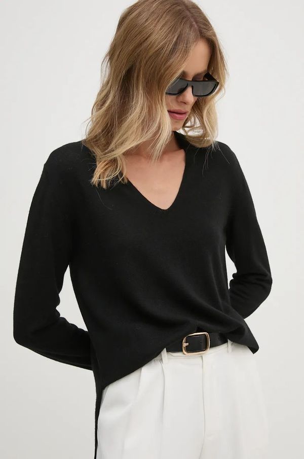 Sisley Vuneni pulover Sisley za žene, boja: crna, lagani, 11BAM4016