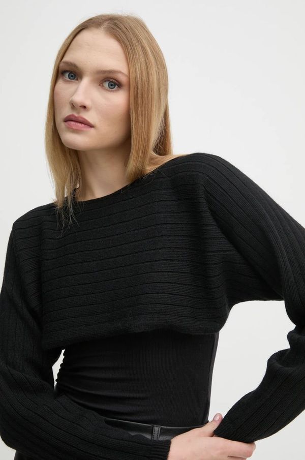 Sisley Vuneni pulover Sisley za žene, boja: crna, lagani, 128YM105K