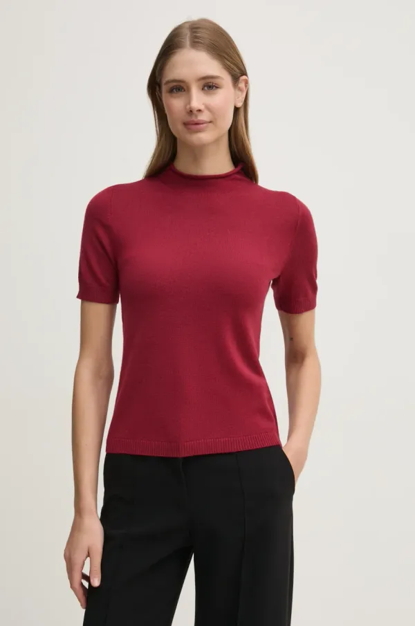 Sisley Vuneni pulover Sisley za žene, boja: crvena, lagani, s poludolčevitom, 11BAM105P