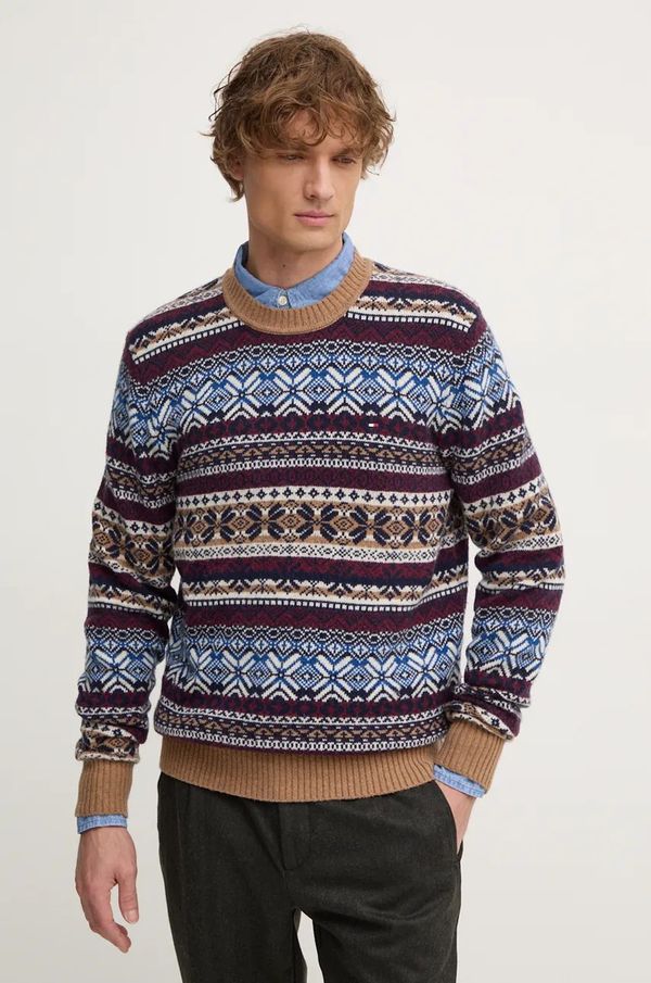 Tommy Hilfiger Vuneni pulover Tommy Hilfiger za muškarce, boja: bordo, topli, MW0MW37026