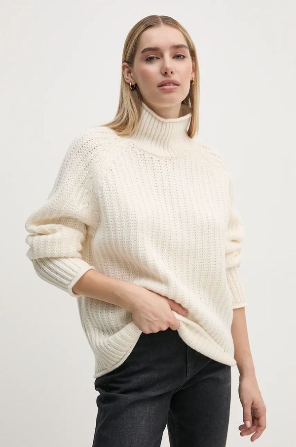 Tommy Hilfiger Vuneni pulover Tommy Hilfiger za žene, boja: bež, s dolčevitom, WW0WW44111