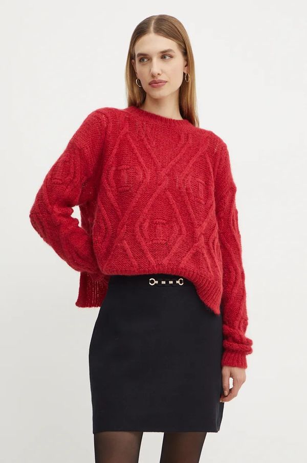 Twinset Vuneni pulover Twinset za žene, boja: crvena, 242TT3313